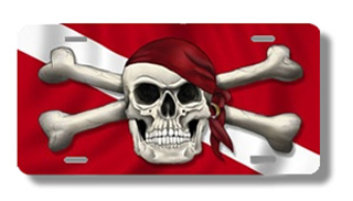Dive Flag Skull and Bones Plate
