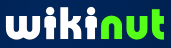 wikinut Logo frame white text wiki white, text nut lime green, in a back ground field of royal blue 