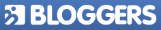 Bloggers Logo shadow box framed light blue back ground white text withe slanted M before logo